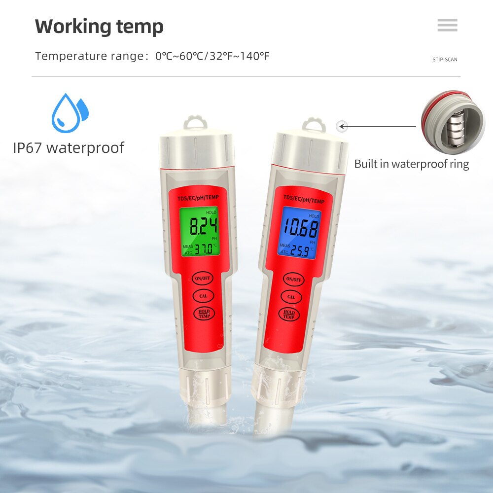 Digitale Ph Meter 4 In 1 Ph Tds Ec Temperatuur Wat Grandado