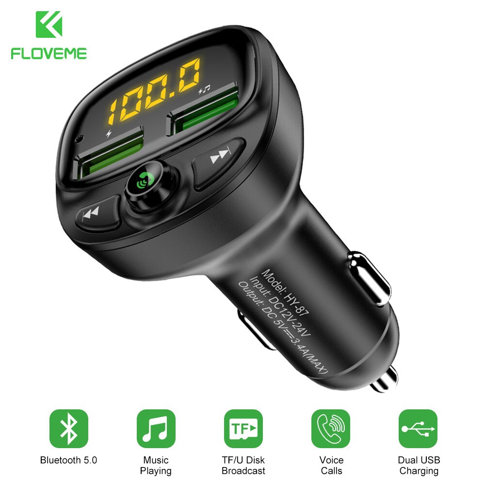 Floveme 3 4A Autolader Bluetooth Dual Usb Snelle M Grandado