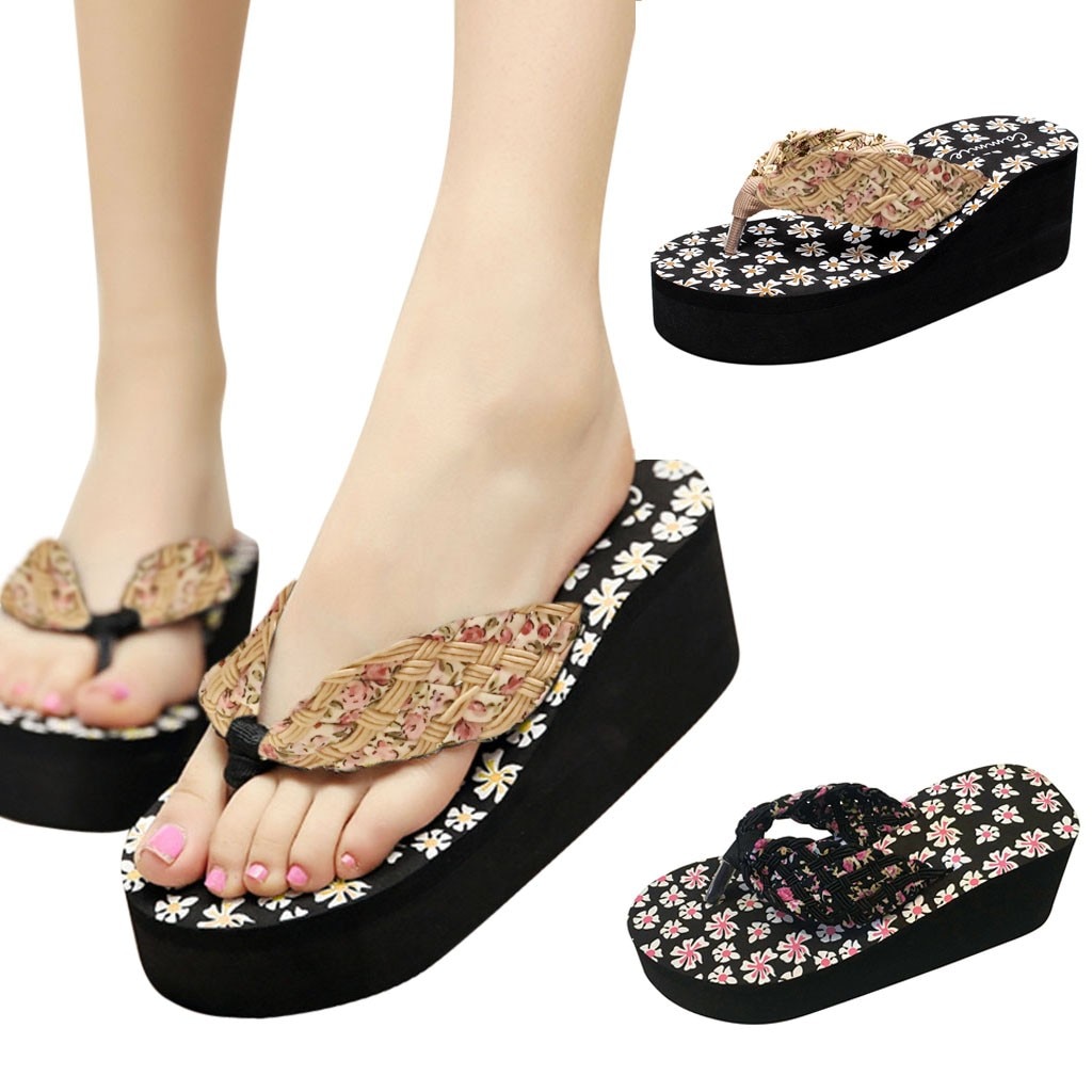 Sandalias para mujer con cuña Floral chanclas ca Grandado