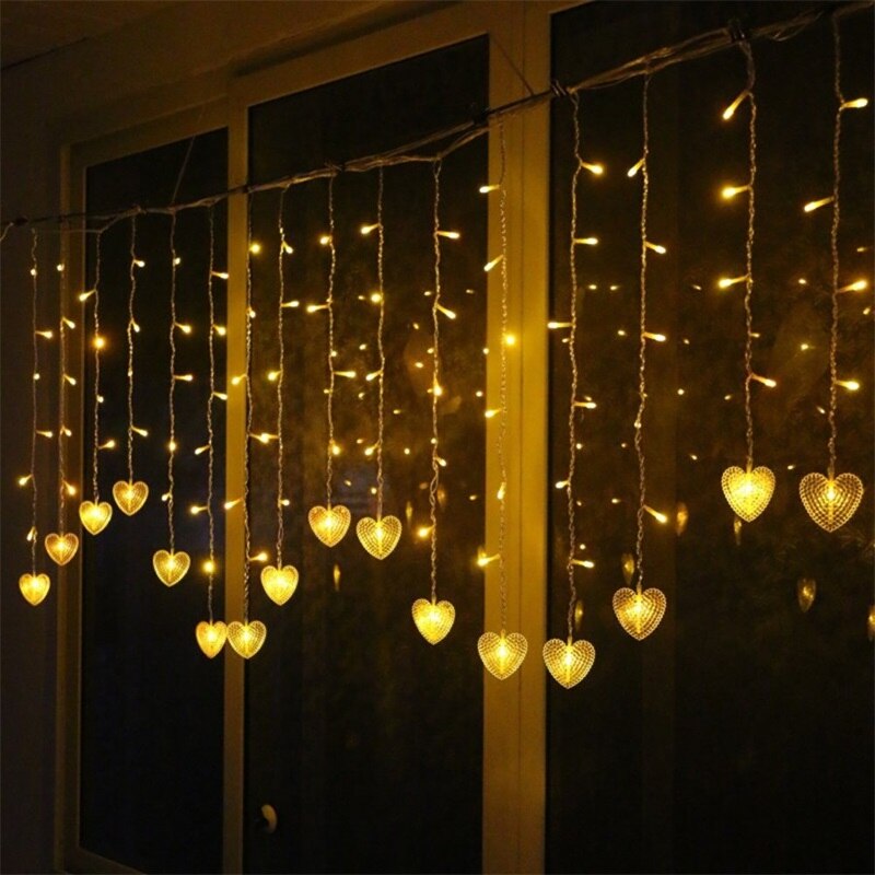 Romantische Led Hart Ijspegel String Lights Gordij Grandado