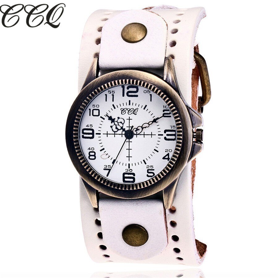 Ccq Vintage Koe Lederen Quartz Horloge Vrouwen Man Grandado