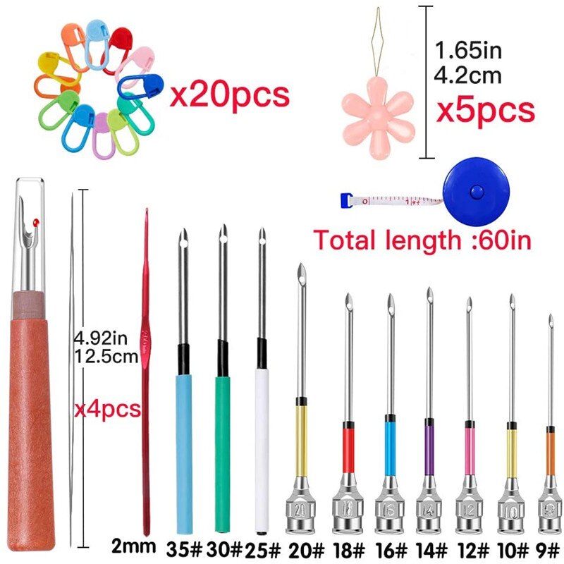 Nonvor 43 Pcs Embroidery Punch Needle Kit Stitching Punch Needles Cross