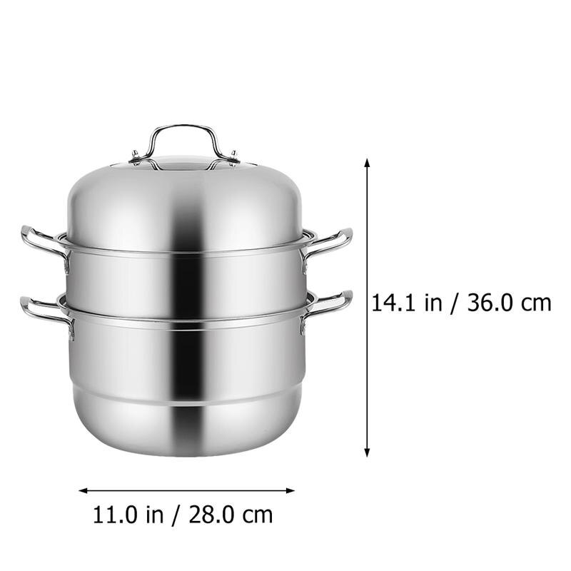 1Pc 28Cm Multifunctionele Rvs Drie Layer Stoom Pot Grandado