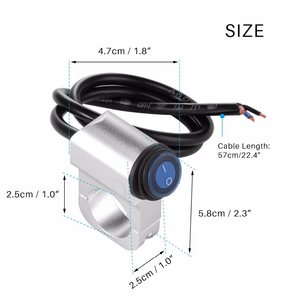 Waterdicht Motorfiets Stuur Koplamp Schakelaar Knop Indicator Met V