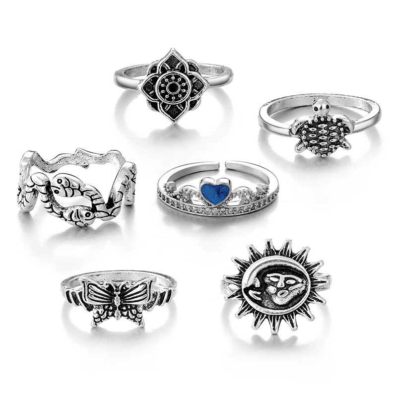 Hiphop Vintage Ringen Set Voor Vrouwen Mannen Aest Grandado