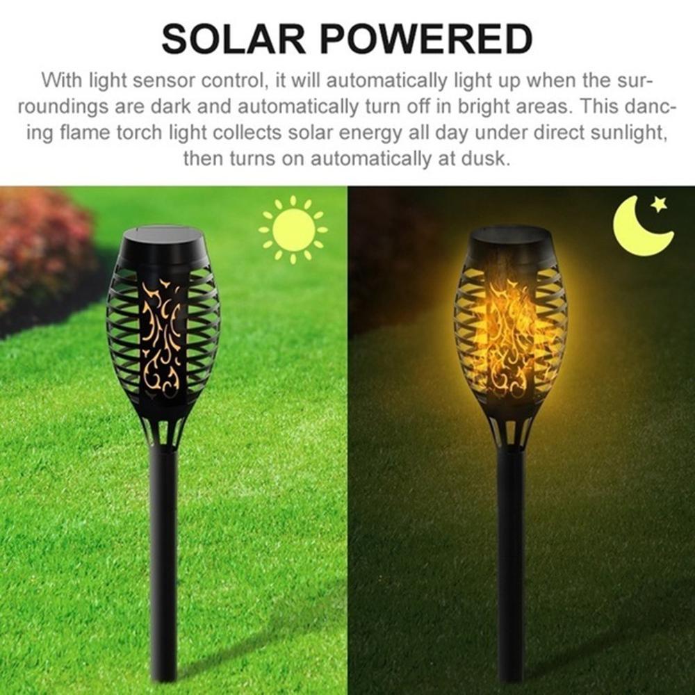 LED Solar Flamme Taschenlampe Lampe Draussen Lich Grandado