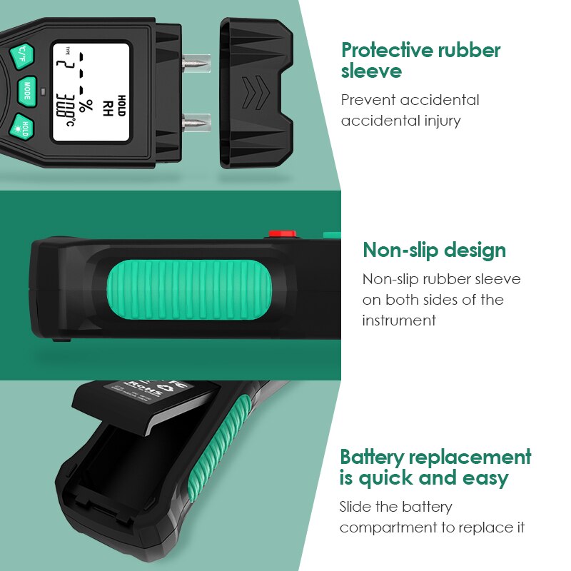 0 60 Handheld Twee Pins Digital Hout Vochtmeter 7 Modi Hout