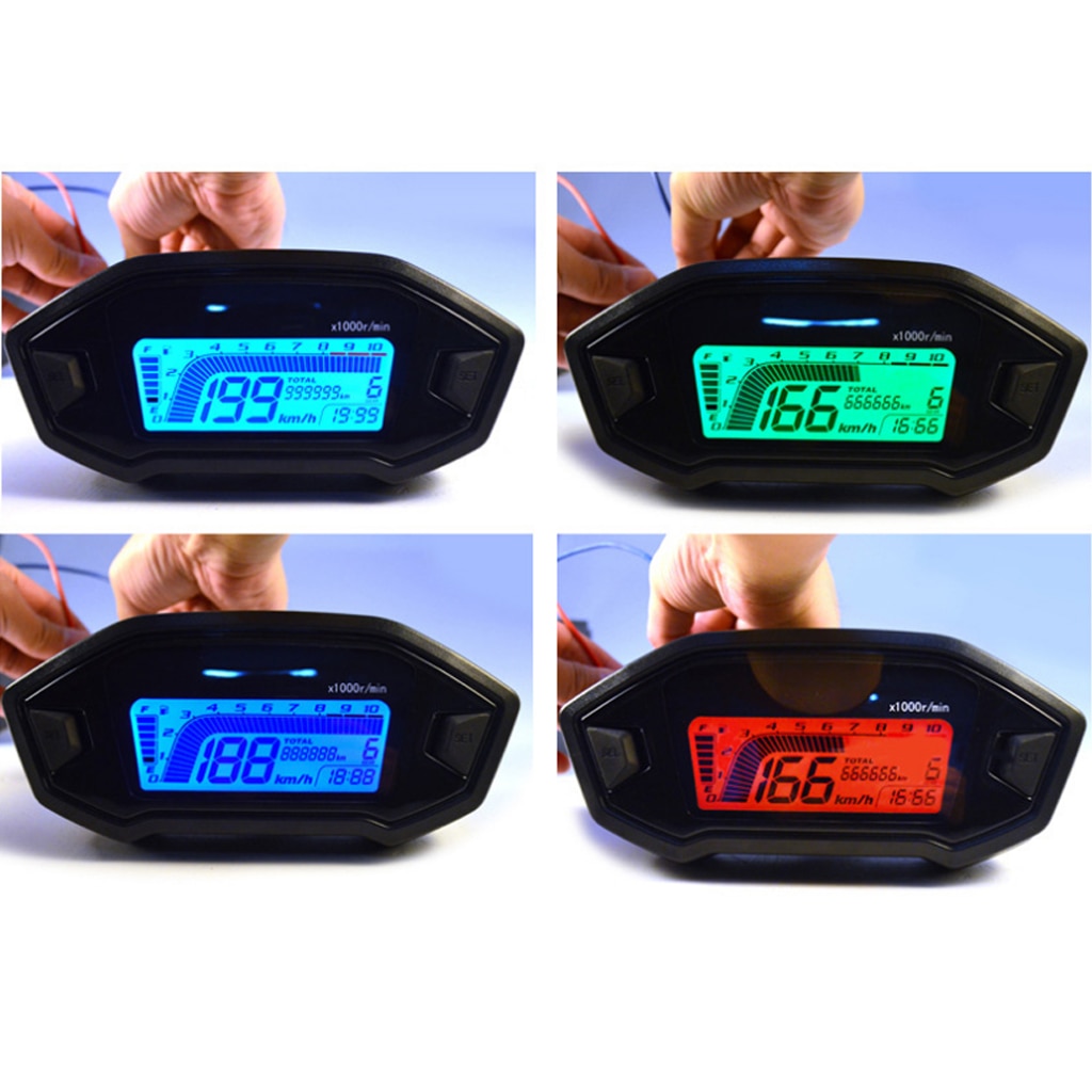 Universal Motorrad LCD RPM Digital Anzeige Kilometerzähler Farbe