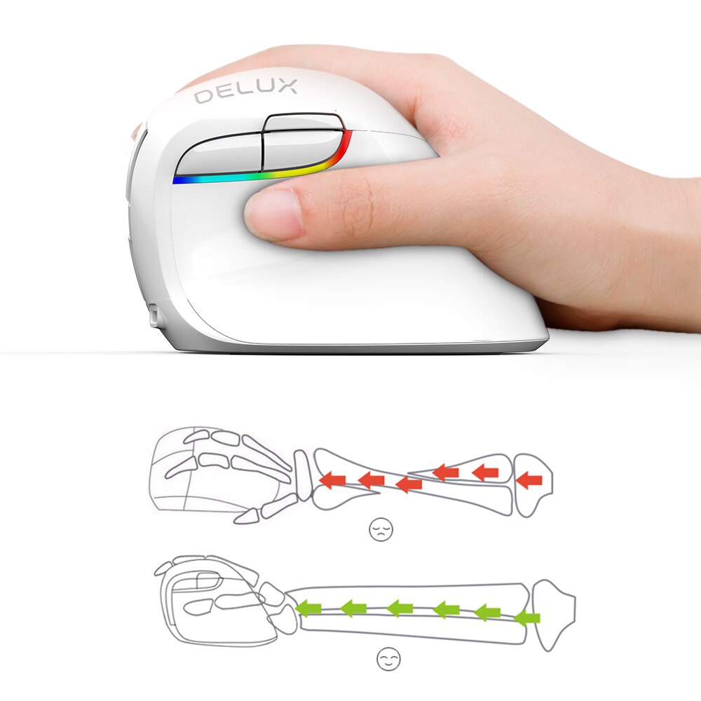 Delux m618 mini rato vertical sem fio ergonômico b Grandado