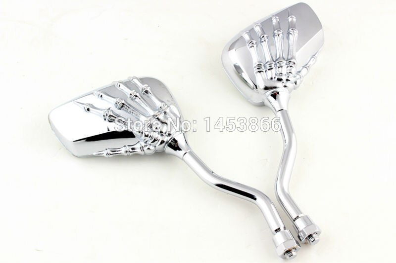 2Pcs Motorfiets Spiegel Chrome Skull Hand Claw Sid Grandado