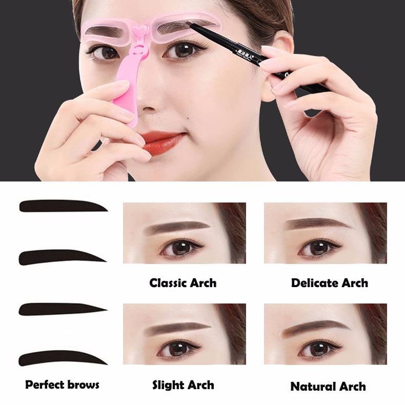 Reusable 4Pcs Eyebrow Stencils Shaping Grooming Eye Brow Model Template