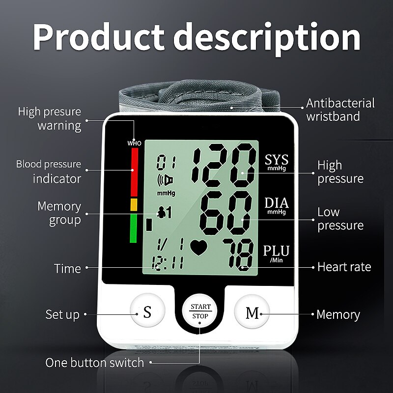 Inteligente Voz Presure Sangue Monitor Manguito De Pulso