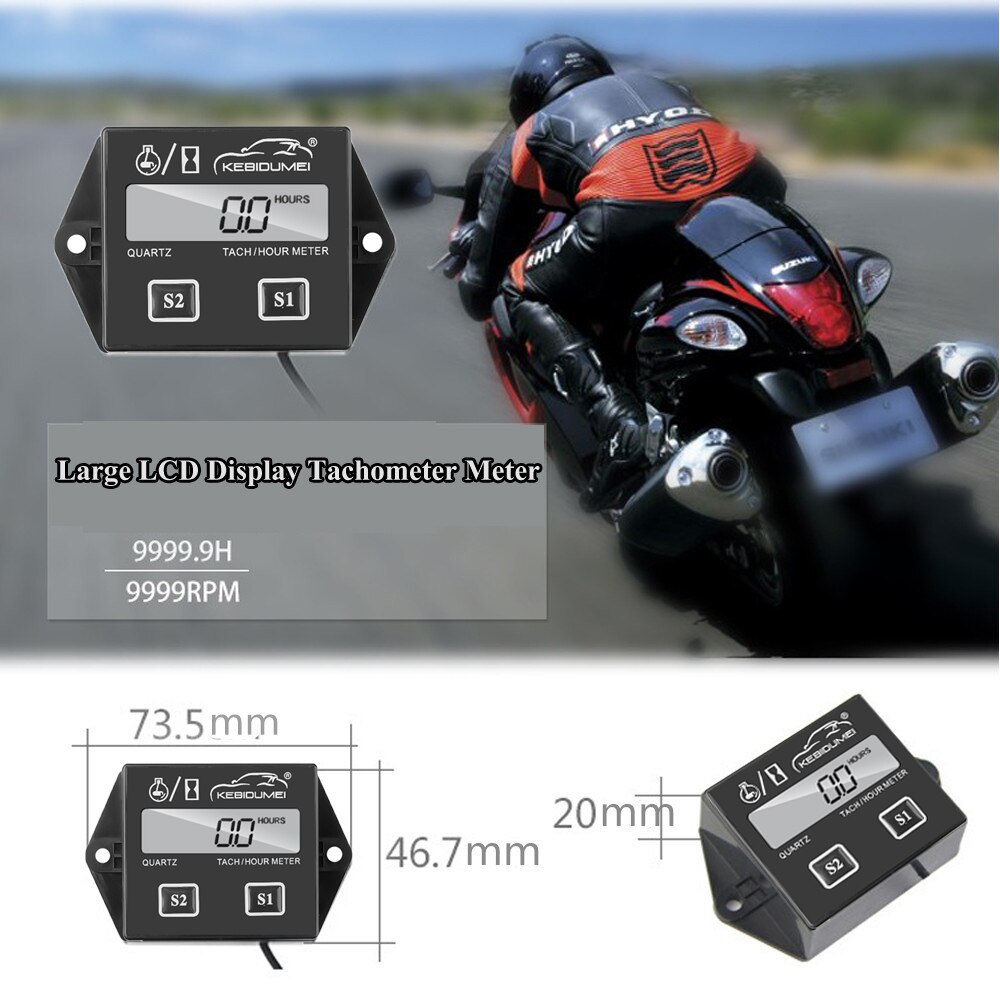 Digital Engine Tach Hour Meter Waterproof Tachomet Grandado