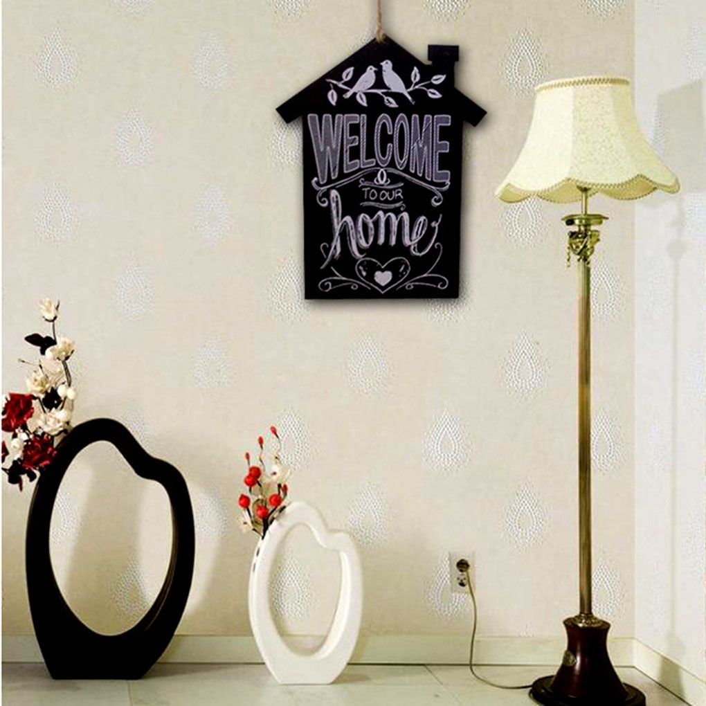 Wooden Birds House Shaped Hanging Message Boards B Grandado