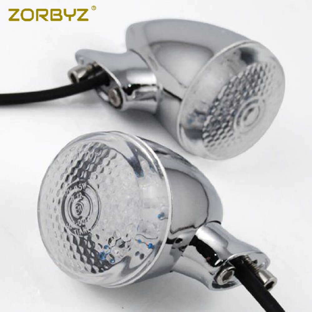 ZORBYZ Motorcycle 2X Chrome Rear Amber Lamp Led Tu Grandado