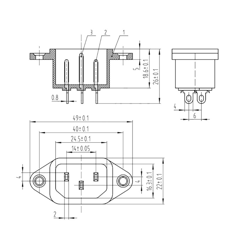 Ac V A Iec C Pin Male Power Cord Inlet Vicedeal