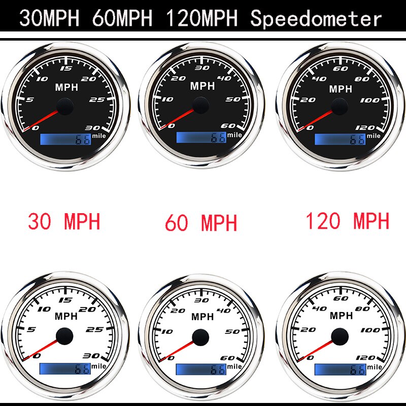 Waterproof Car Boat Speedometer Gauge 316 Stainless Steel Bezel Speed