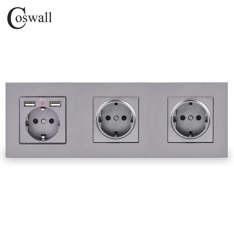 Coswall Gang Muur Eu Socket Geaard Dual Usb Po Grandado