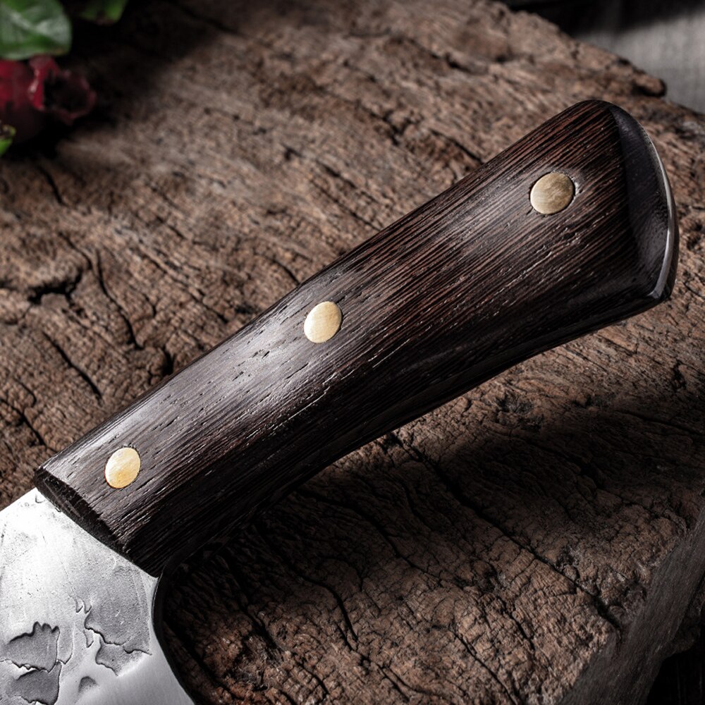 Cuchillo De Chef De Hecho A Mano Forjado Acero Revestido De Carbono