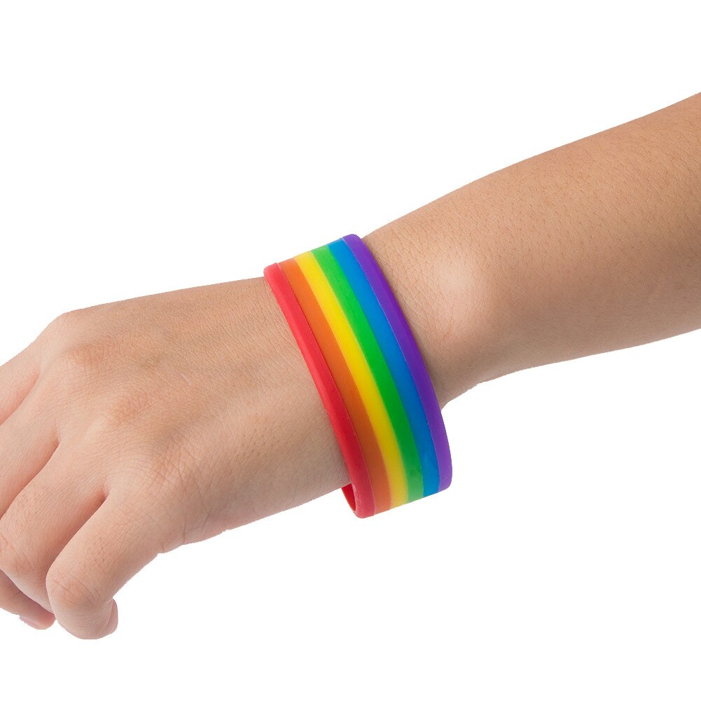 Banda De Arco Iris Para Hombres Y Mujeres Pulsera De Silicona Gay