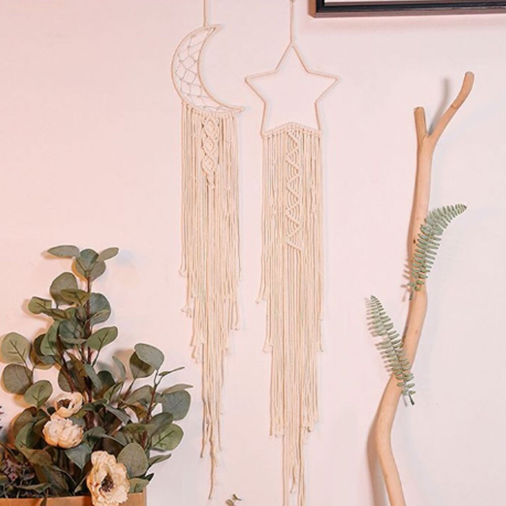 Moon Star Macrame Tapijt Muur Boho Hanger Blad Mac Grandado