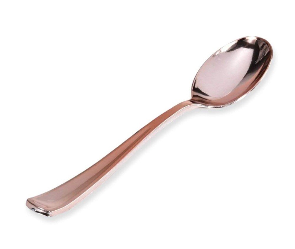 Rose Gold Plastic Silverware Pack Disposable Cutlery Heavy Duty