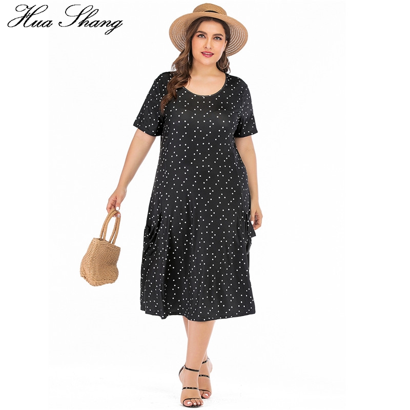 Zwarte Polka Dot Jurk Plus Size Vrouwen Zomer O Ha Grandado