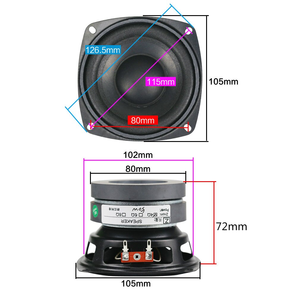 Ghxamp 4 Pulgadas 4OHM 50W Subwoofer Altavoz Woofe Grandado