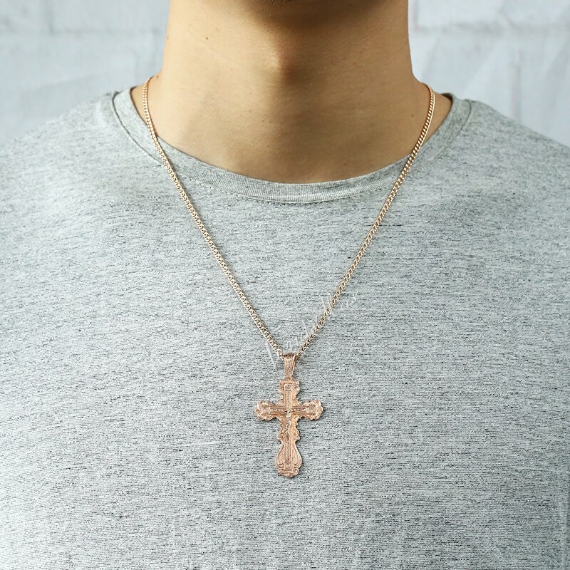 Womens Mens Cross Hanger Ketting Cz Christian Krui Grandado