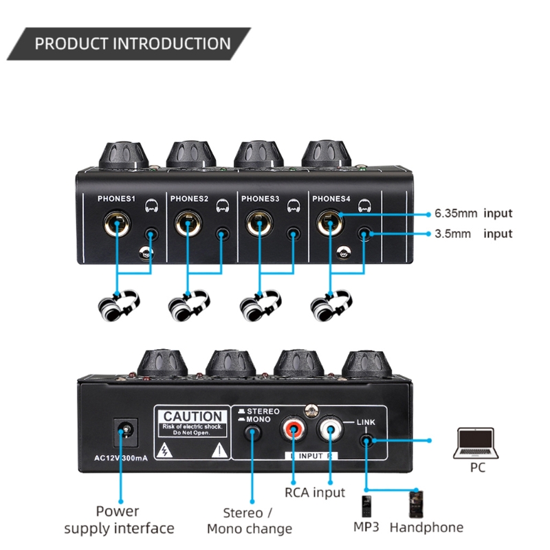 Ultra Compact Rca Ingang 4 Kanalen Mini Hoofdtelef Grandado