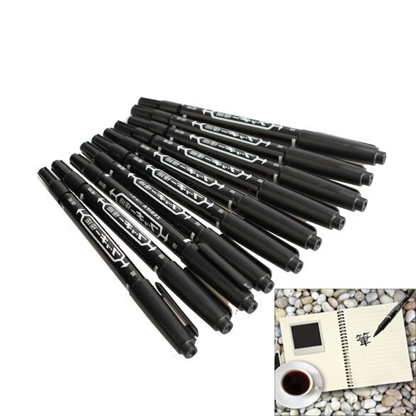 Stylos Marqueurs Noirs Double T Te Encre Perman Grandado