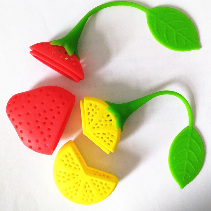 1PCS Silicone Strawberry 1PCS Lemon Loose Tea Leaf Strainer Herbal