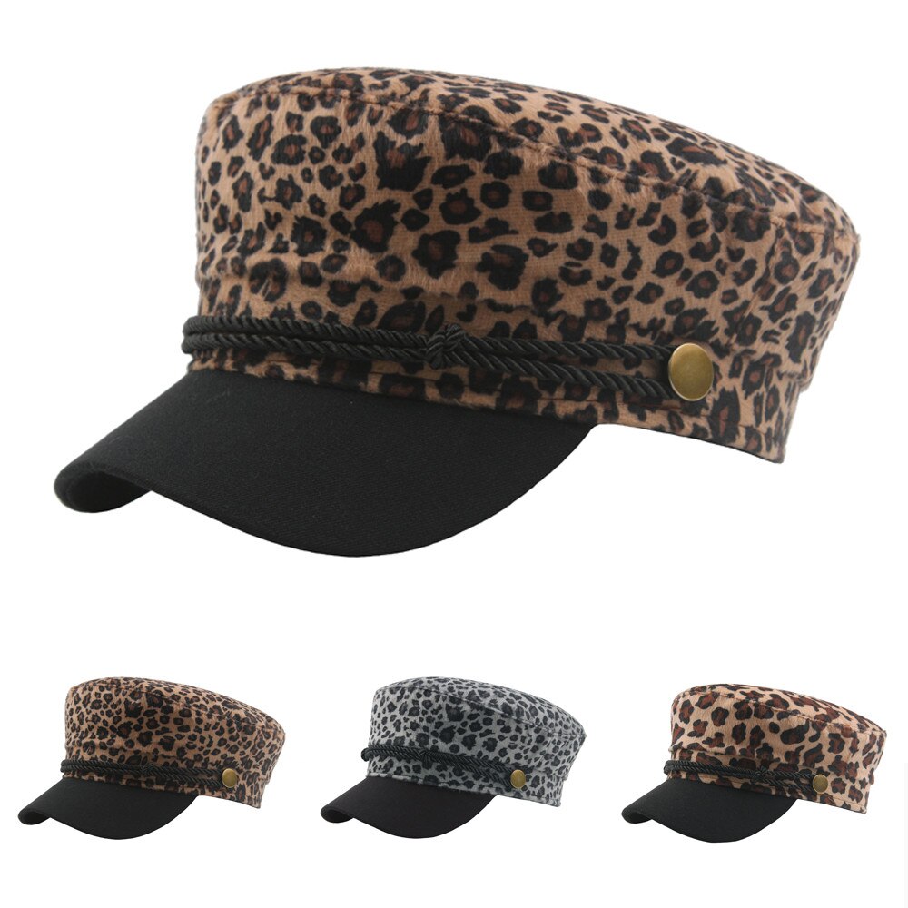 Vrouwen Luipaard Print Baret Hoed Dames Luipaard P Grandado