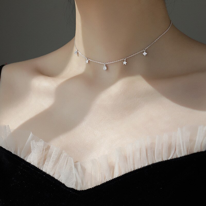 Delicate Ster Waterdrop Choker Ketting Voor Vrouwe Grandado