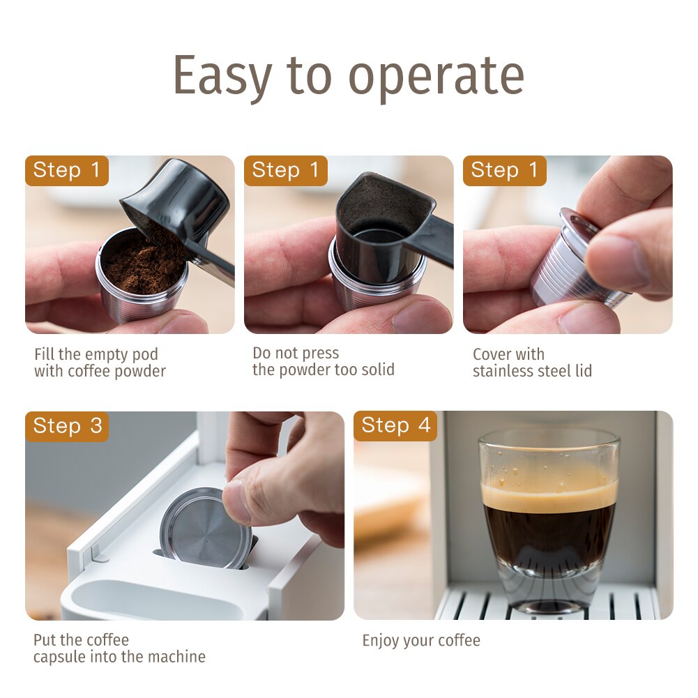 Icafilas Espresso Capsulas Recargables Voor Nespresso Roestvrij Stalen