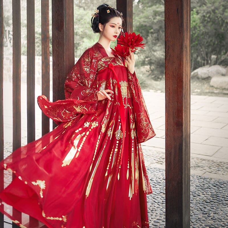 Dames Rode Hanfu Oude Chinese Kostuum Traditionele Grandado