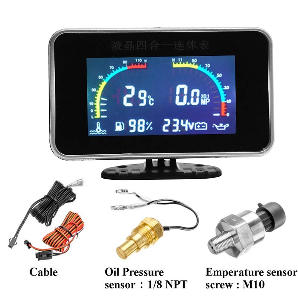 4in1 Lcd Digitale Gauge Oliedruk Brandstof Water T Grandado