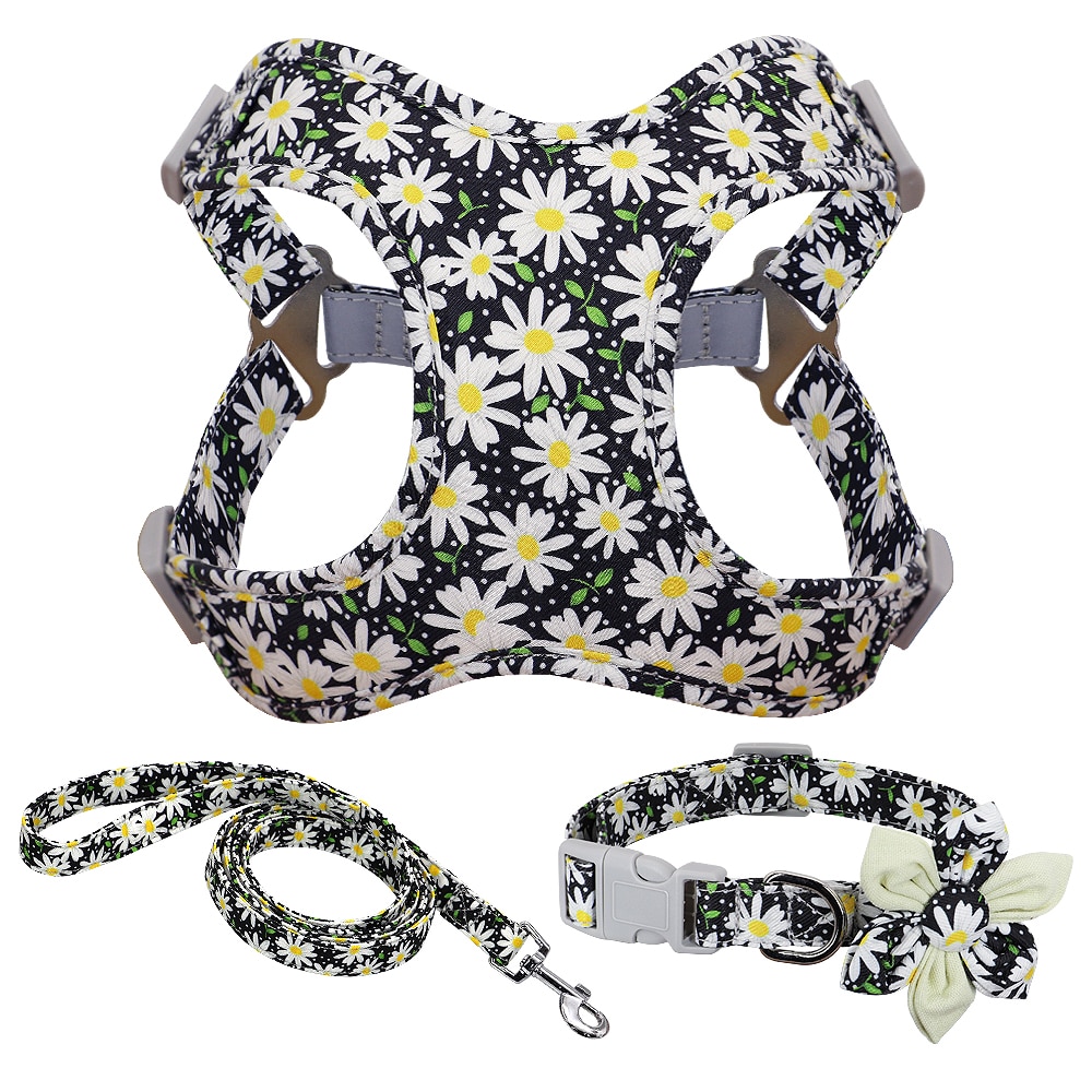 Collar De Flores Para Perro Con Impresi N Conjunto Grandado