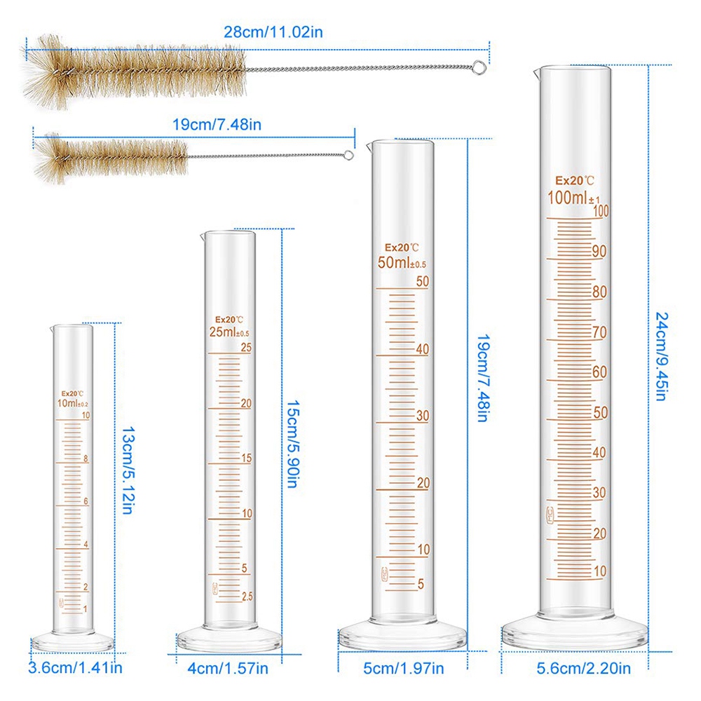 Thick Glass Graduated Measuring Cylinder Set Glass Grandado