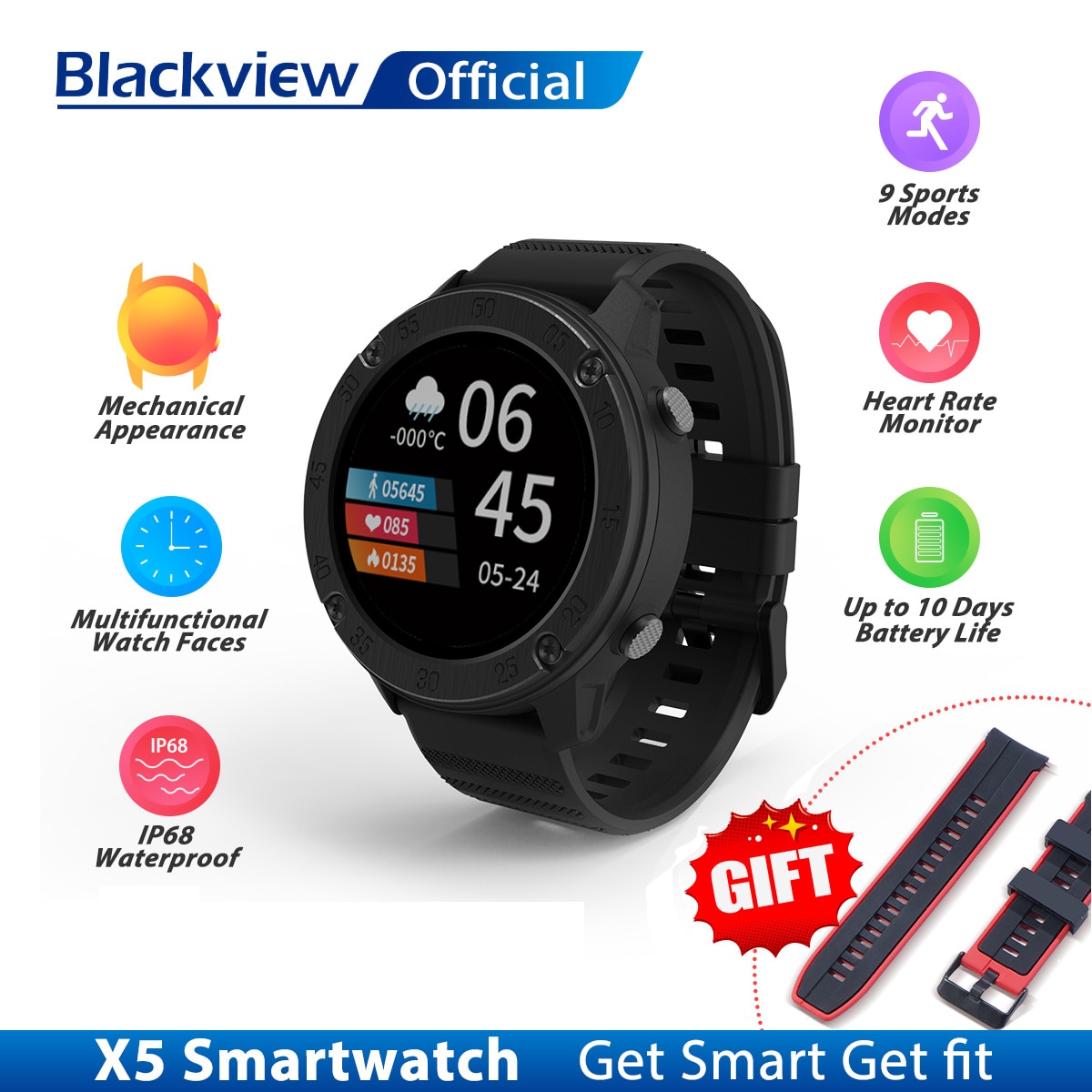 Blackview Ip Smartwatch X Mannen Vrouwen Sport Grandado