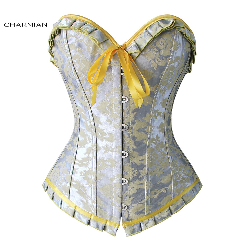 Charmian Vrouwen Sexy Corset Jacquard Ruches Bloem Grandado