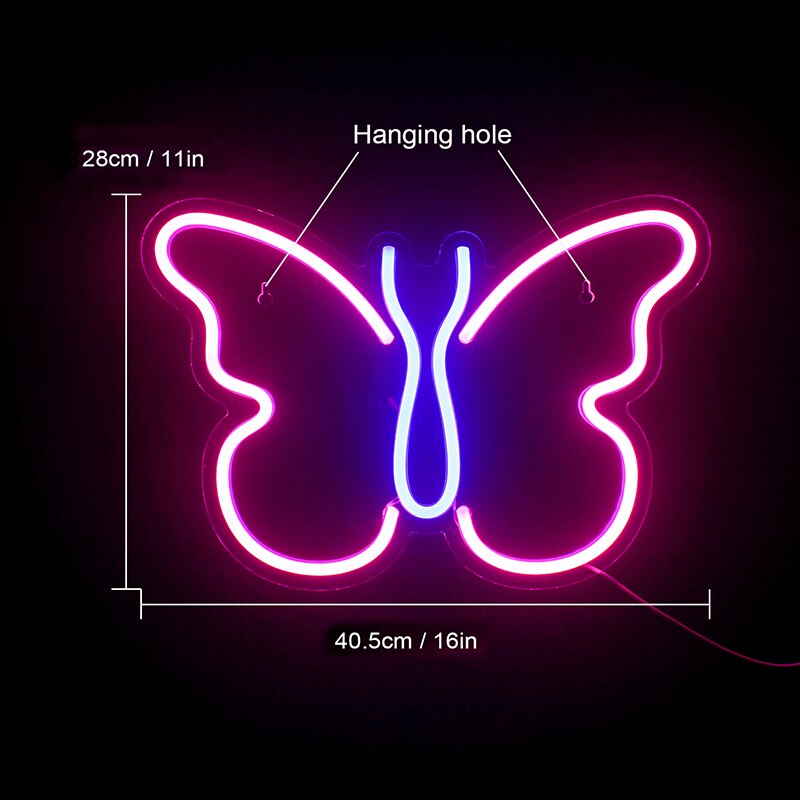 Wanxing Led Neon Sign Vlinder Acryl Neon Lamp Usb Grandado