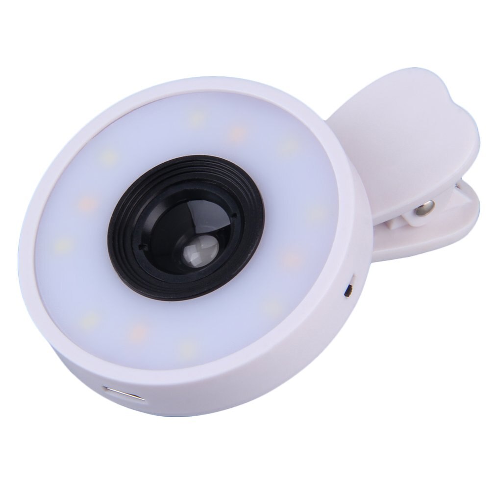 3 en 1 portátil 12 LED Selfie LED Luz de relleno para Flash ojo de pez