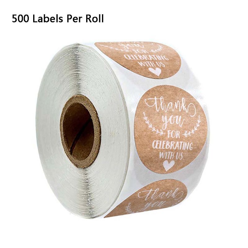 500Pcs Roll Dank U Voor Vieren Met Ons Kraft Stick Grandado