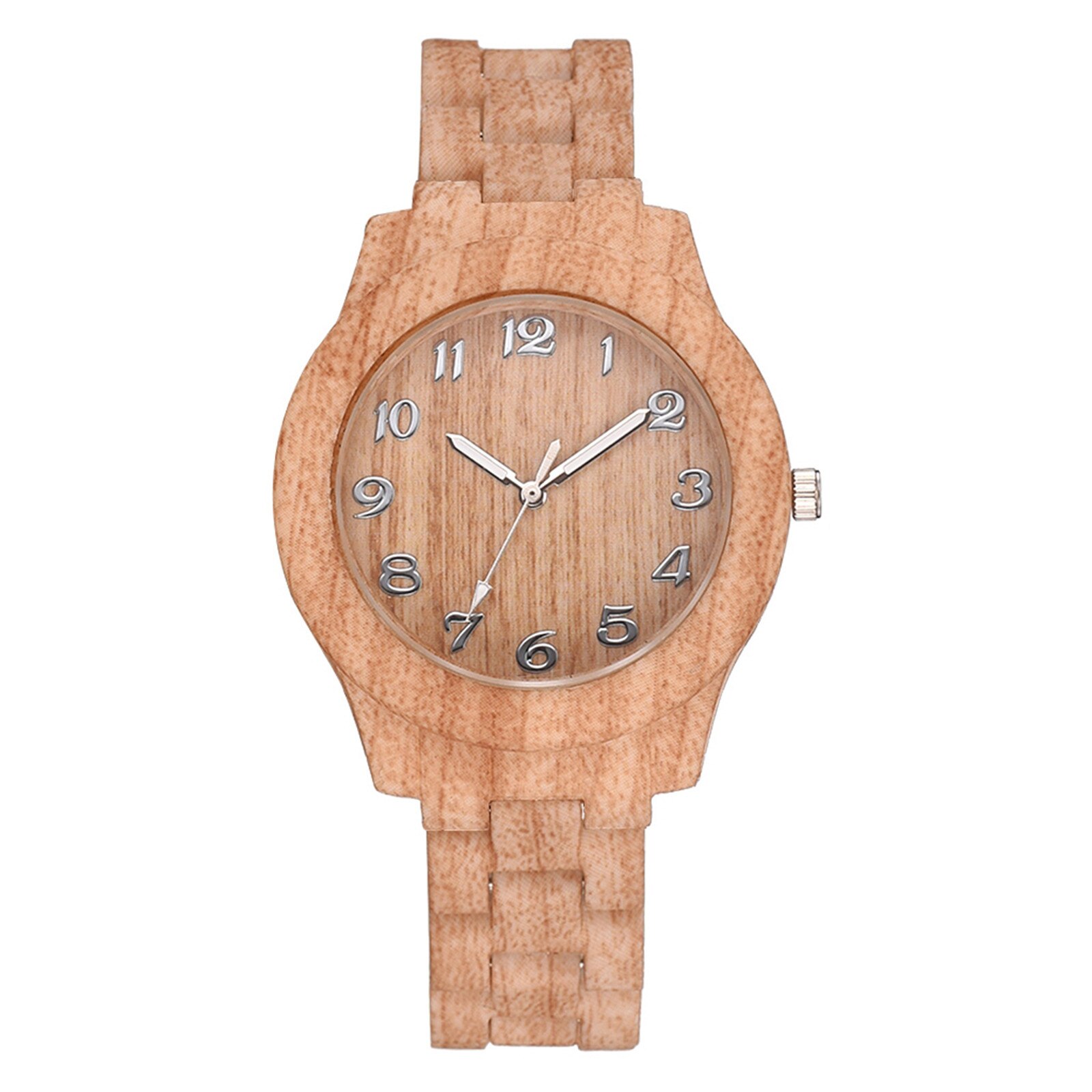 Retro Hout Textuur Quartz Horloge Arabische Cijfer Grandado