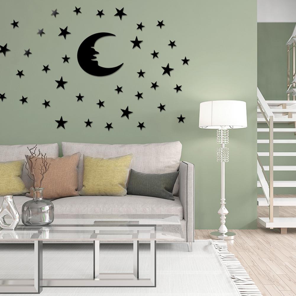 Stks Set Spiegel Muurstickers Met Moon Star Pat Grandado