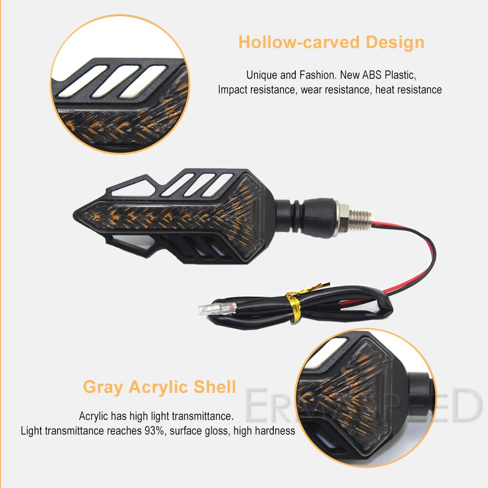 Amber Motorcycle Blinker LED Sequential Pair Smoke Grandado