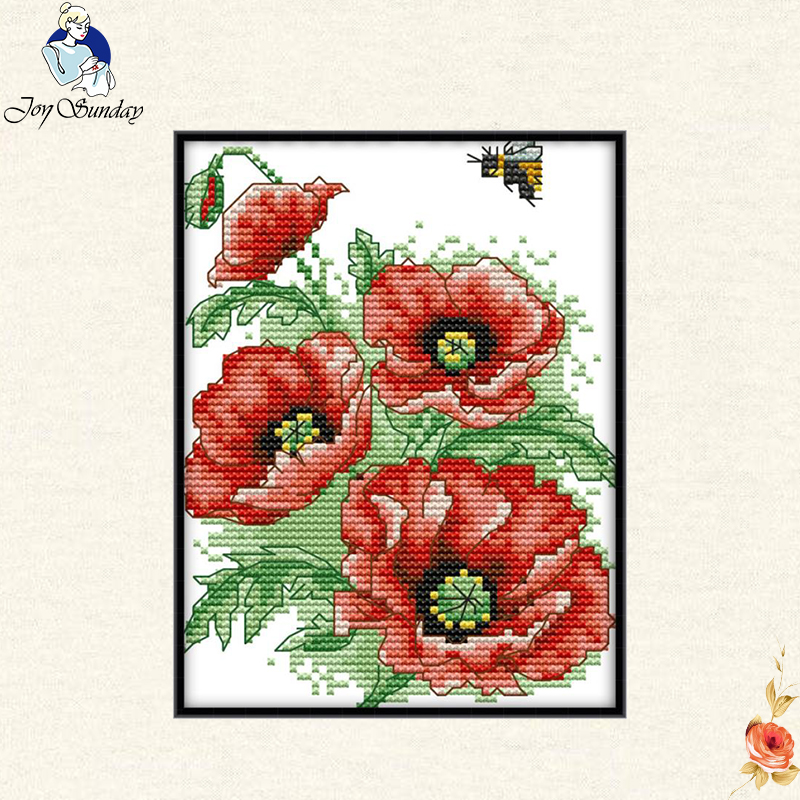 Freude Sonntag Mohn Blumen Diy Stickerei Kreuz Sti Grandado