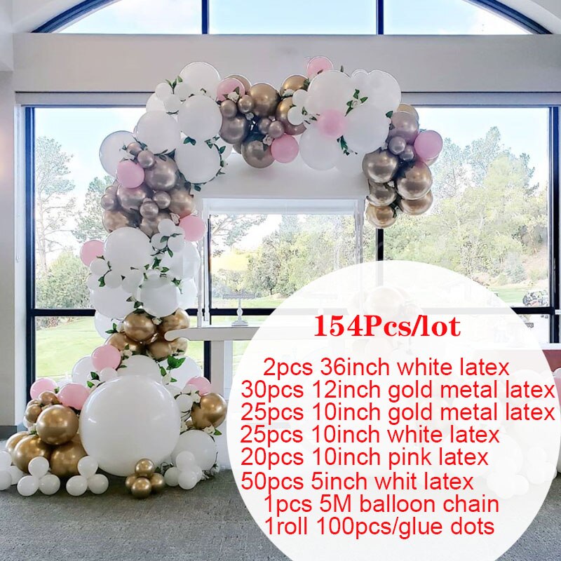 Latex Balloon Garland Arch Kit Pink White Metallic Vicedeal