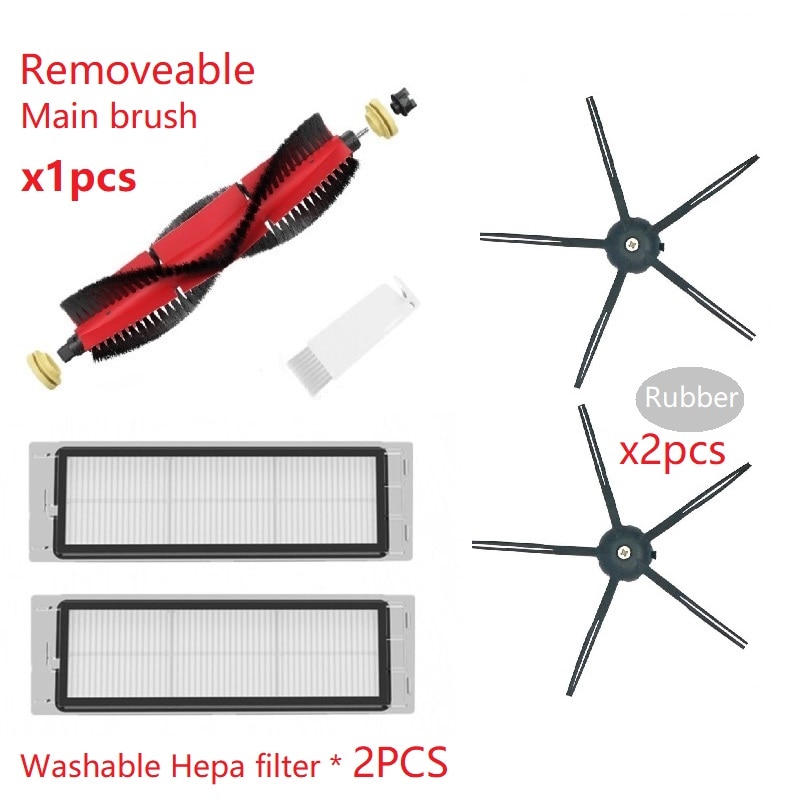 Original S Max Washable Hepa Filter Removable Main Brush Rubber Side